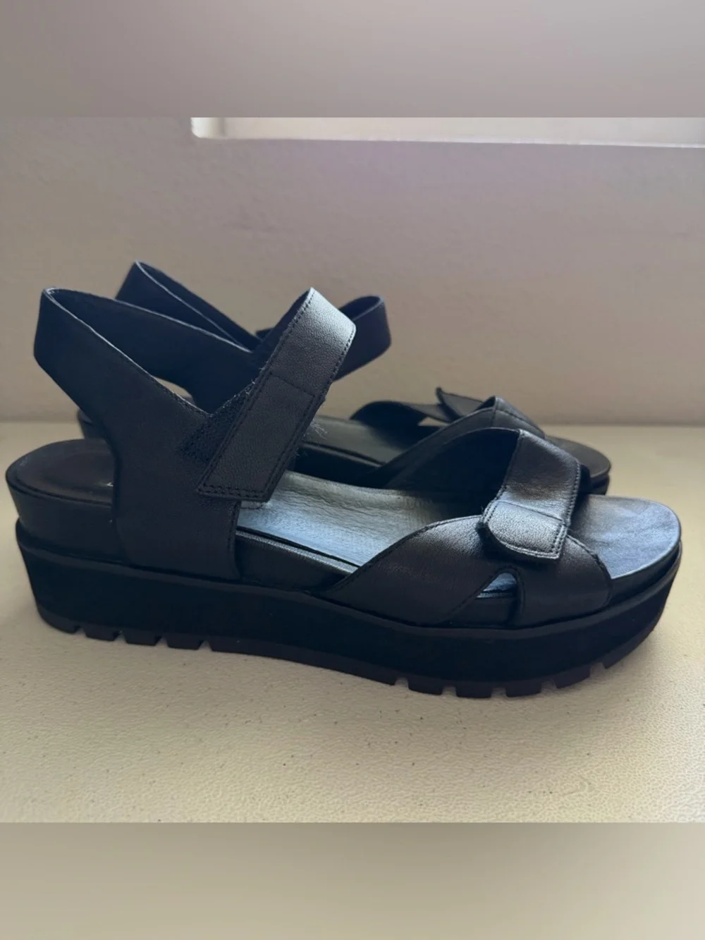 Eileen fisher Calo Tumbled Leather Wedge Sandal